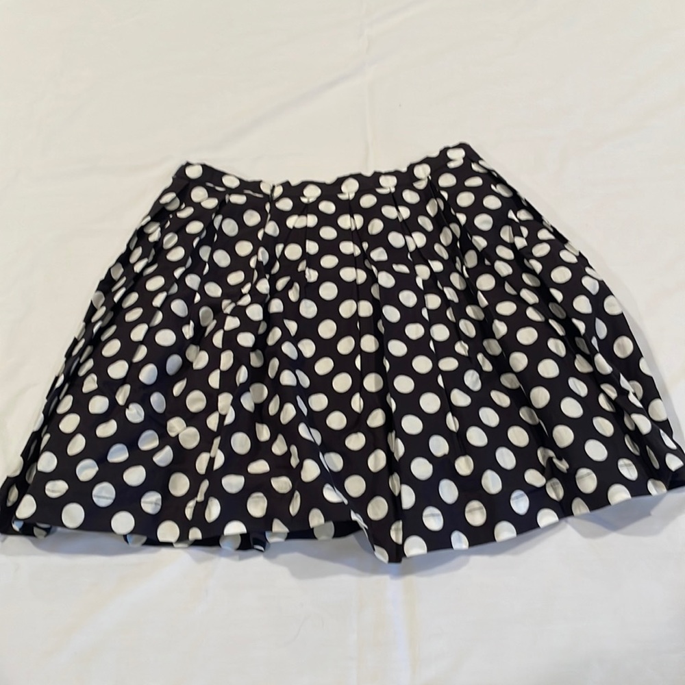 Navy Blue White Polkadot Pleated Skirt